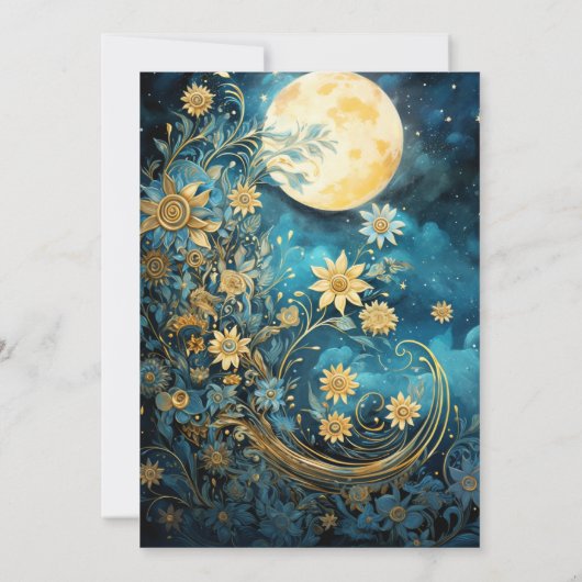 Magic Celestial Astro Cosmic Gold Stars Moon Einladung (Rückseite)