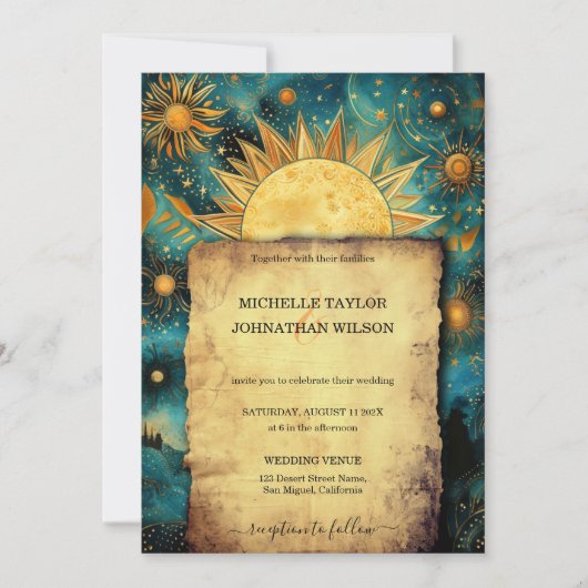 Magic Celestial Astro Cosmic Gold Stars Moon Einladung (Vorderseite)