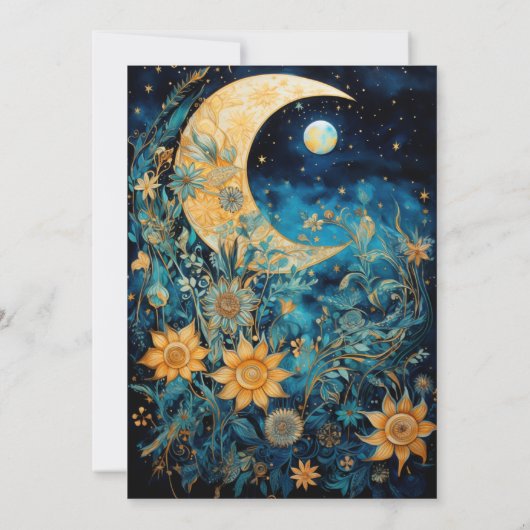 Magic Celestial Astro Cosmic Gold Stars Moon Einladung (Rückseite)