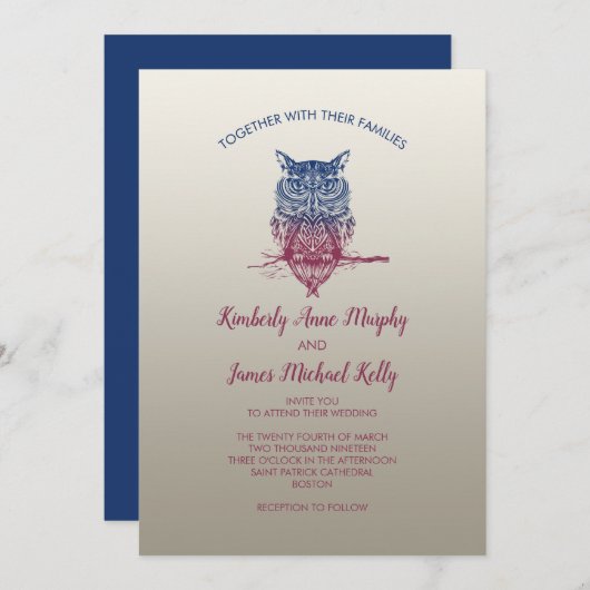 Magic Celtic Eule Einladung (Vorne/Hinten)