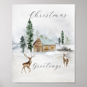 Magic Christmas Forest Deer Poster