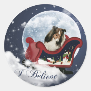 Magic Christmas Sheltie Runder Aufkleber