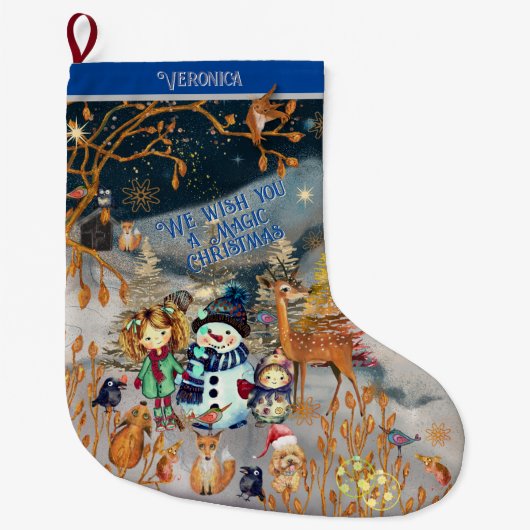 Magic Christmas Snowman & Friends Großer Weihnachtsstrumpf (Vorderseite)