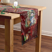 Magic Christmas Snowman & Friends Red Table Runner Kurzer Tischläufer