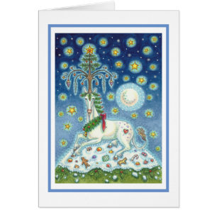 MAGIC CHRISTMAS UNICORN HOLIDAY GREETCARD B