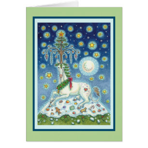 MAGIC CHRISTMAS UNICORN HOLIDAY GREETCARD V