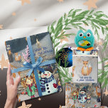 Magic Christmas Woodland Animals & Friends Geschenkpapier<br><div class="desc">Handgearbeitete Winterzauber mit Waldtieren und Freunden Wrapping Paper. Genießen Sie dieses skurrile Verpackungspapier, das etwas Magie unter den Weihnachtsbaum bringen wird. Der gesamte Text ist anpassbar. Es enthält verschiedene Charaktere: kleines Mädchen, Baby, Schneemann, Fuchs, Hirsch, Vögel, Raben, Eichhörnchen und Mäuse. Der Hintergrund ist auf einem schneebedeckten Hügel mit dunkelblauem Himmel...</div>