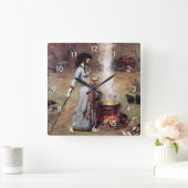Magic Circle, John William Waterhouse Quadratische Wanduhr (Zuhause)