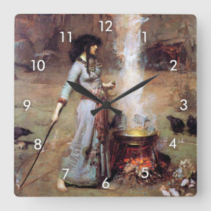 Magic Circle, John William Waterhouse Quadratische Wanduhr