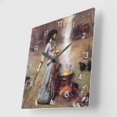 Magic Circle, John William Waterhouse Quadratische Wanduhr (Winkel)
