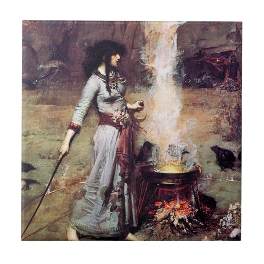 Magic Circle Waterhouse Pre-Raphaelite Tile Fliese (Vorderseite)