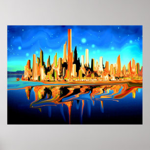 Magic City America - Fantasy Art Print Poster