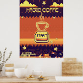 Magic Coffee - Retro Pixel Art Gamer Poster | 8-Bi (Küche)
