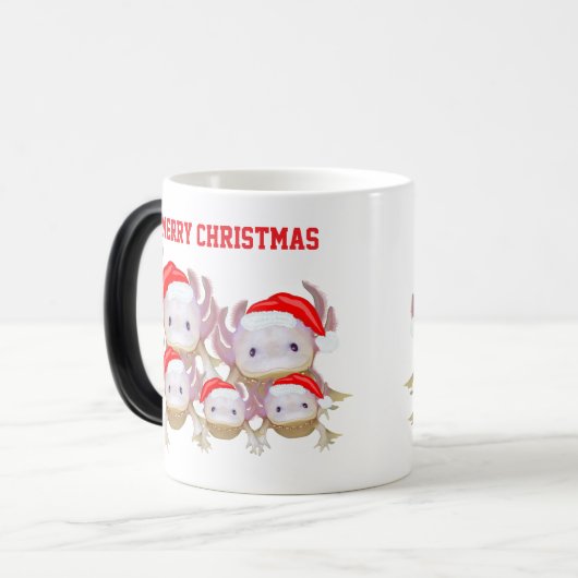 Magic Colour Changing Axolotl Christmas Mug Verwandlungstasse (Vorderseite Links)