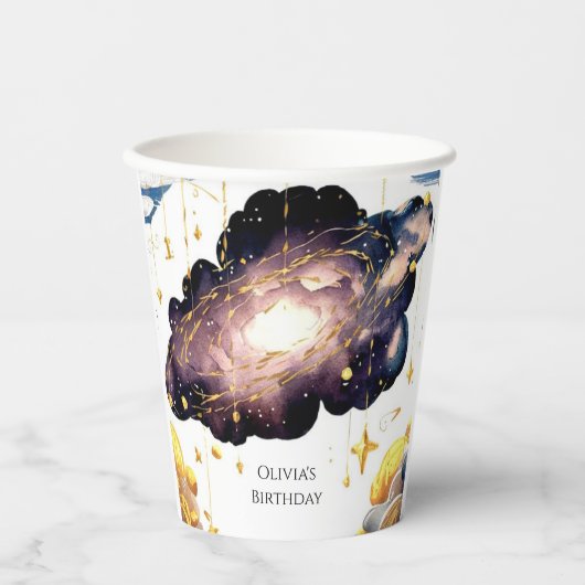 Magic Comet Space zum Geburtstag Pappbecher (Vorderseite)