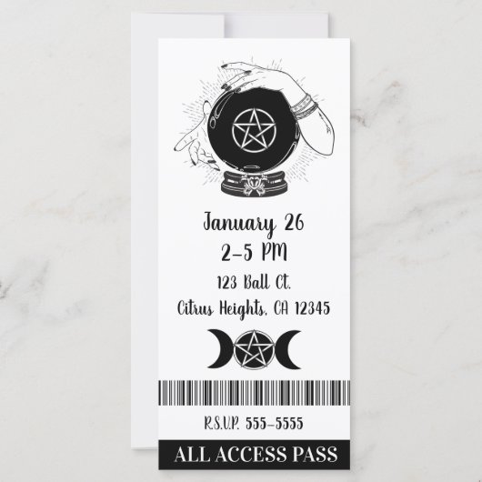 Magic Crystal Ball Fortune Teller Party VIP Ticket (Rückseite)