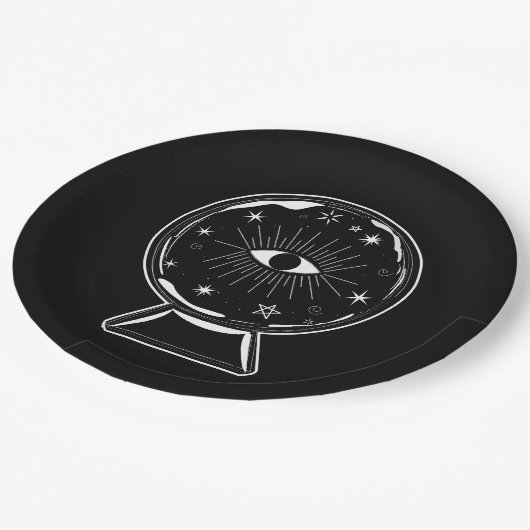 Magic Crystal Ball Schrecken sehen Auge erzählt al Pappteller (Schrägansicht)