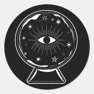 Magic Crystal Ball Schrecken sehen Auge erzählt al Runder Aufkleber