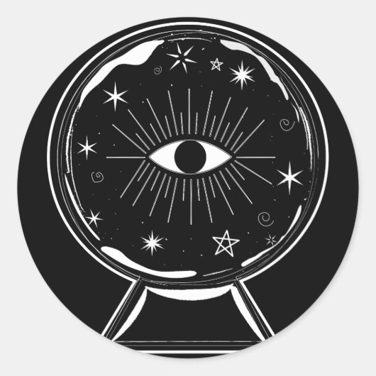 Magic Crystal Ball Schrecken sehen Auge erzählt al Runder Aufkleber (Vorderseite)