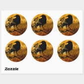 Magic Dark Raven on Harvest Moon Halloween Sticker (Blatt)