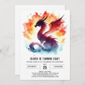 Magic Dragon Birthday Digital Einladung (Vorne/Hinten)