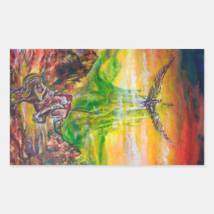 MAGIC DUEL ZWISCHEN BRADAMANT UND NEGROMANCER RECHTECKIGER AUFKLEBER