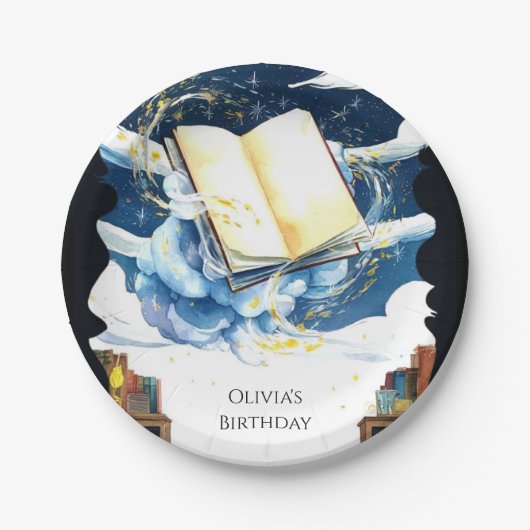 Magic Editable Library Storybook Birthday Pappteller (Vorderseite)