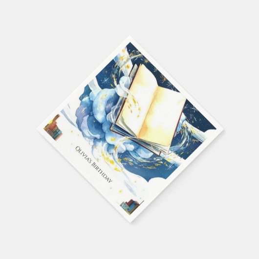 Magic Editable Library Storybook Birthday Serviette (Ecke)