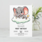 Magic Elephant 1. Geburtstag digital Einladung (Stehend Vorderseite)