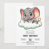 Magic Elephant 1. Geburtstag digital Einladung (Vorne/Hinten)