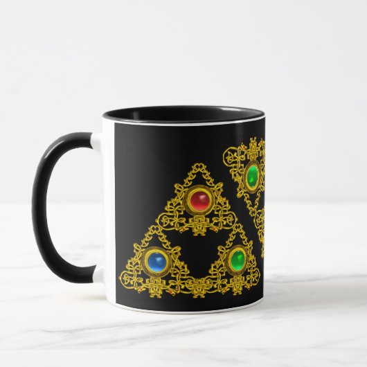 MAGIC ELFIC TALISMAN, GOLD TRIANGLE, GEMSTONEN Bla Tasse (Links)