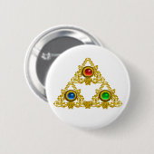 MAGIC ELFIC TALISMAN /GOLD TRIANGLE MIT GEMSTONS BUTTON (Vorne & Hinten)