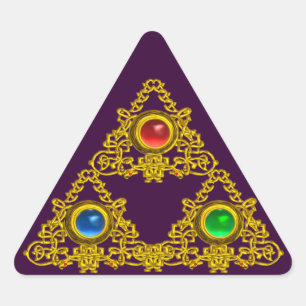 MAGIC ELFIC TALISMAN /GOLD TRIANGLE MIT GEMSTONS DREIECKIGER AUFKLEBER
