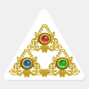 MAGIC ELFIC TALISMAN /GOLD TRIANGLE MIT GEMSTONS DREIECKIGER AUFKLEBER