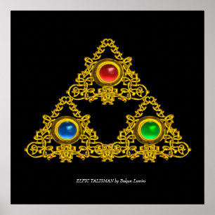 MAGIC ELFIC TALISMAN /GOLD TRIANGLE MIT GEMSTONS POSTER