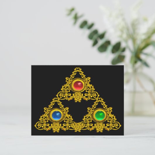 MAGIC ELFIC TALISMAN /GOLD TRIANGLE MIT GEMSTONS POSTKARTE (Stehend Vorderseite)