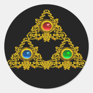 MAGIC ELFIC TALISMAN /GOLD TRIANGLE MIT GEMSTONS RUNDER AUFKLEBER