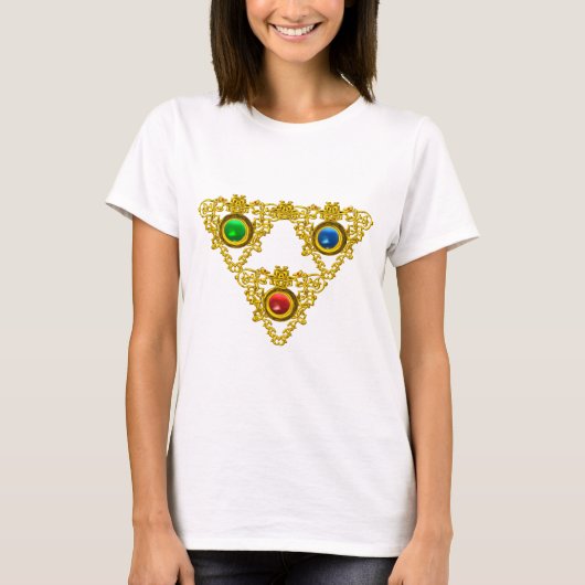 MAGIC ELFIC TALISMAN /GOLD TRIANGLE MIT GEMSTONS T-Shirt (Vorderseite)