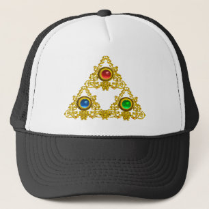 MAGIC ELFIC TALISMAN /GOLD TRIANGLE MIT GEMSTONS TRUCKERKAPPE