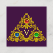 MAGIC ELFIC TALISMAN MONOGRAM, Gold Lila Fantasy Quadratische Visitenkarte (Rückseite)