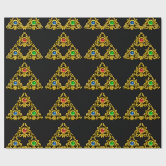 MAGIC ELFIC TALISMAN, SCHWARZE GOLD TRIANGLE, GEMS GESCHENKPAPIER (Flach)