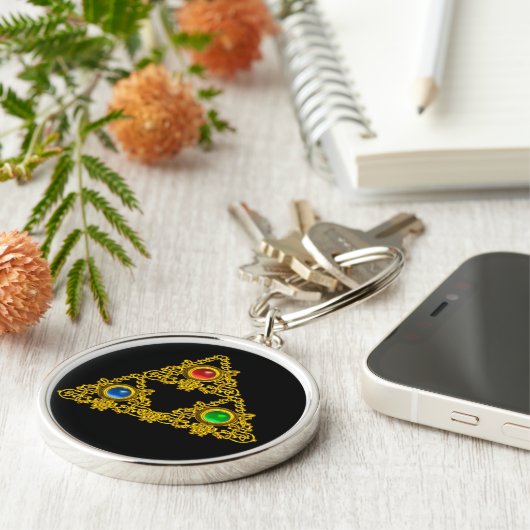 MAGIC ELFIC TALISMAN, SCHWARZE GOLD TRIANGLE, GEMS SCHLÜSSELANHÄNGER (Seite)