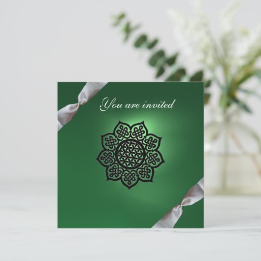 MAGIC EVENT Band grüner Champagner Einladung (Stehend Vorderseite)