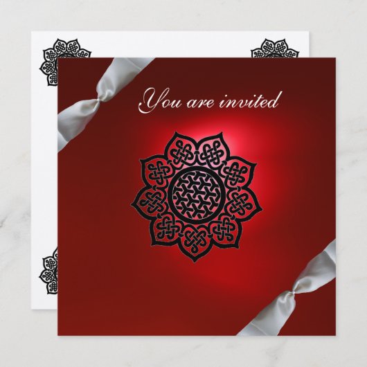 MAGIC EVENT Bändchen Rot Champagner Einladung (Vorne/Hinten)