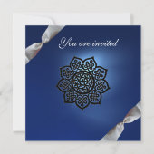 MAGIC EVENT Bändchenblauer Champagner Einladung (Vorderseite)