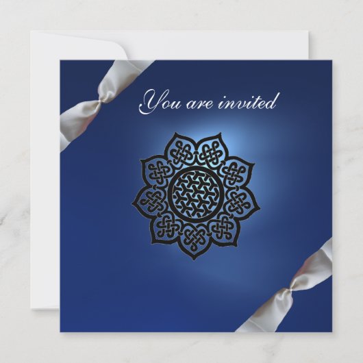 MAGIC EVENT Bändchenblauer Champagner Einladung (Vorderseite)