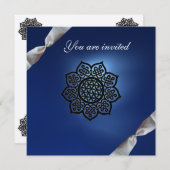 MAGIC EVENT Bändchenblauer Champagner Einladung (Vorne/Hinten)