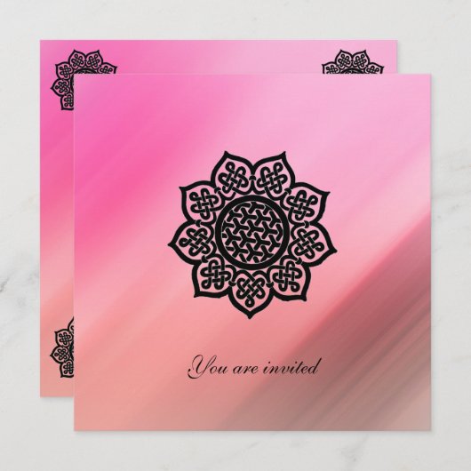 MAGIC EVENT BLACK CELTIC BLUME Pink Silk Einladung (Vorne/Hinten)
