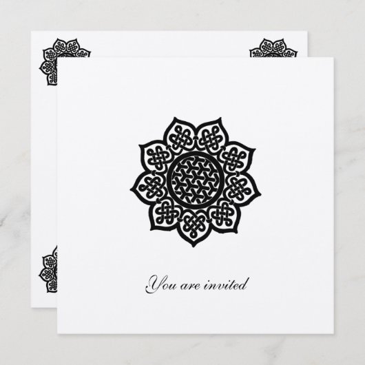 MAGIC EVENT Schwarz-weiße keltische Knotenblume Einladung (Vorne/Hinten)
