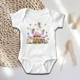 Magic Fairies Pink Mushrooms Baby Strampler